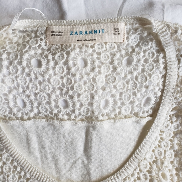 Women's White Crochet Knit Sweater Set,  Zara - Picture 4 of 7